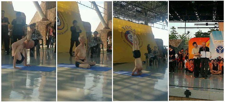 한광명 학생의 요가 시연과 수상 모습