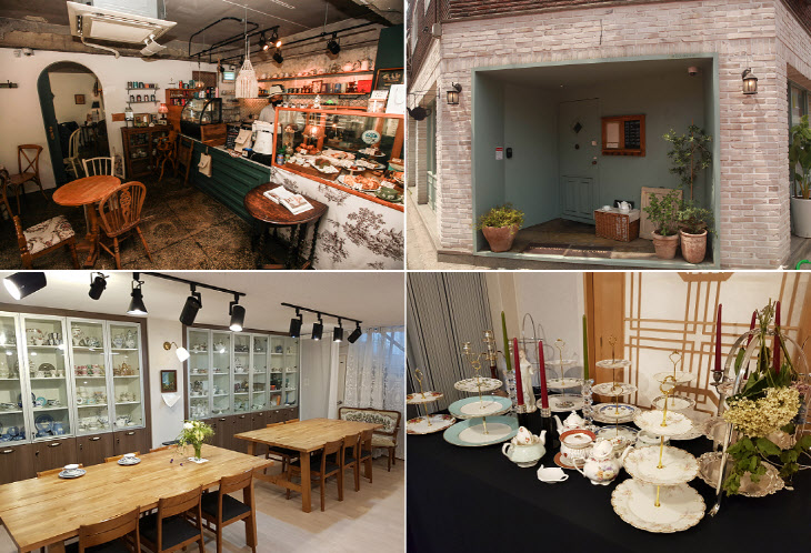 서울 광진구 뚝방길 홍차가게(위), 뚝방길 홍차교실 내부 모습. (사진=이철준, 류용환 기자)